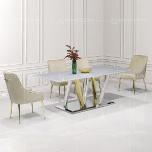 Quality 220x110x75cm Luxury Marble Dining Table White Marble Top Dining Room Table wholesale