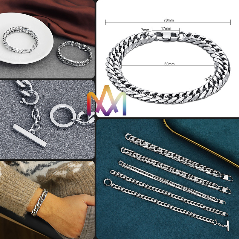 Mens ID 64MM 67MM Engraved Wide Curb Chain Bracelet
