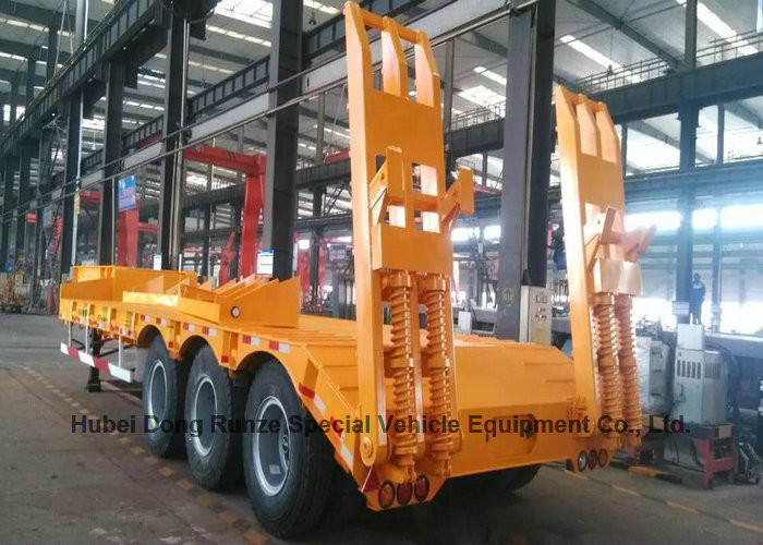 Gooseneck Tri-axle Hydraulic Ladder Lowbed Semi Trailer Heavy Machine 60ton,80Ton