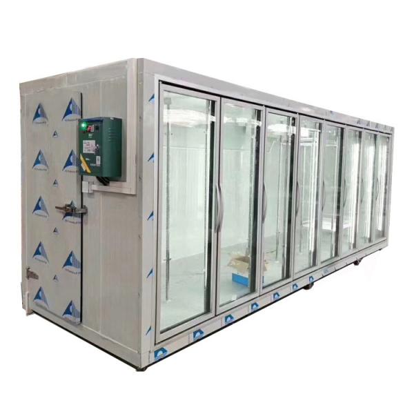 Supermarket Milk Beverage Glass Door Display Cold Storage Room With Storage