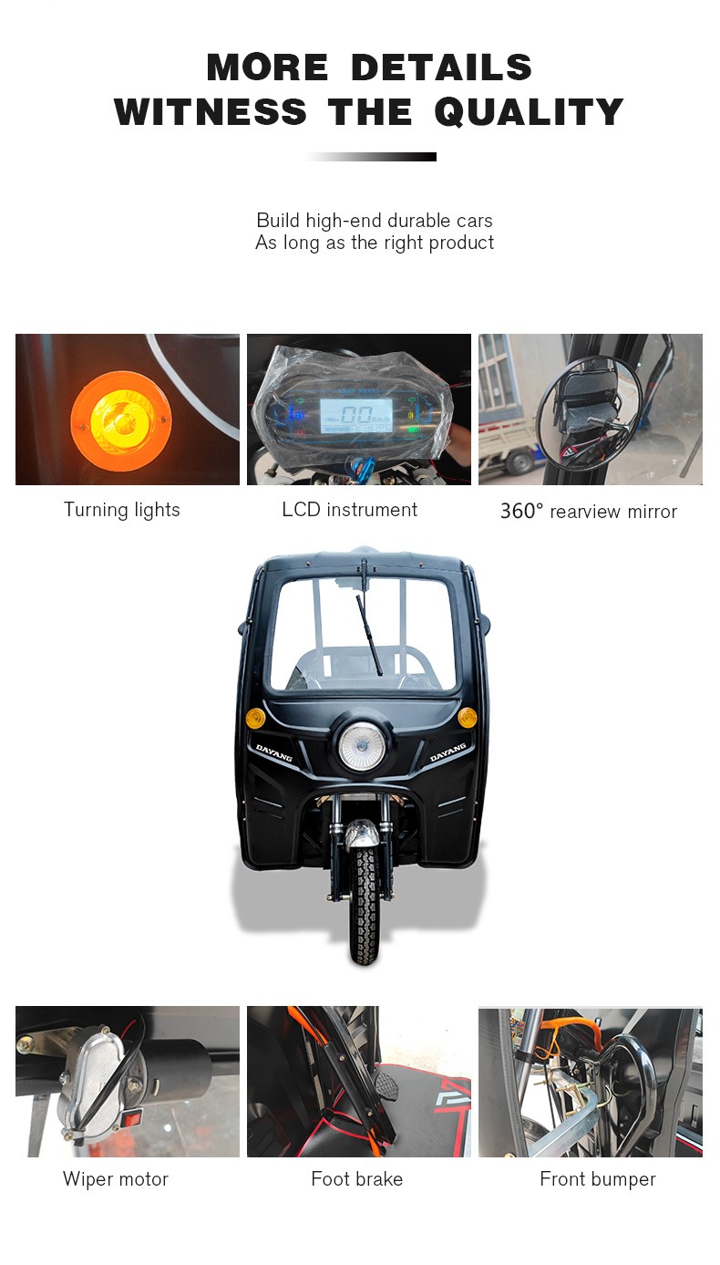 7-9h Charge Time Electric Tricycle For Dry Engineering And Passenger Transport