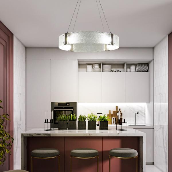 Post-modern Glass Luxury LED Pendant Lights Living Room Restaurant Parallel Ring