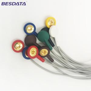 Quality TPU Material ECG EKG Cables shielded Leadwires 4 Leads Colorized Cable Snap IEC Din 1.5mm Plug nihon kohden wholesale