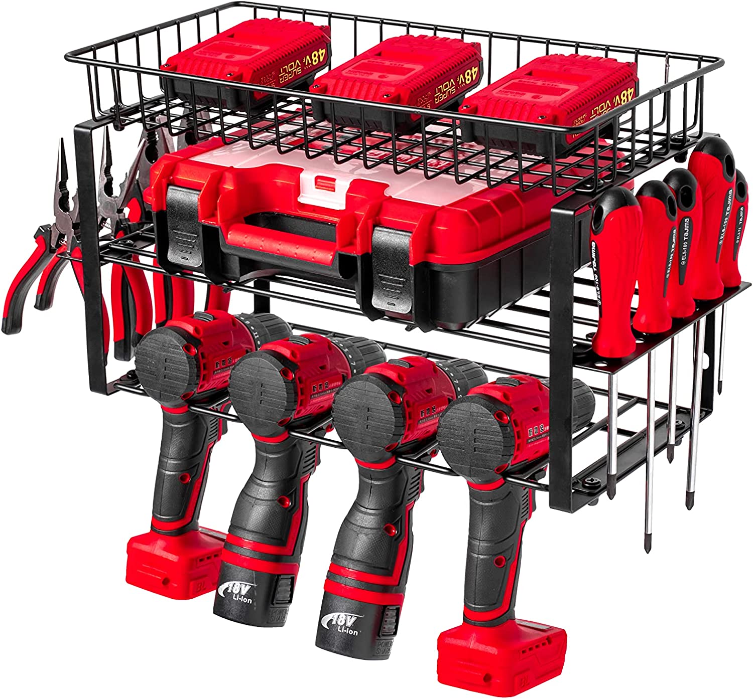 Power Tool Organizer Storage Rack Garage Wall Mount Cordless Drill Holder Utility Tool Shelf