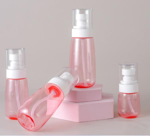 100ml Petg Pump Bottle Transparent Pink Single Packing Fine Sprayer White Facial