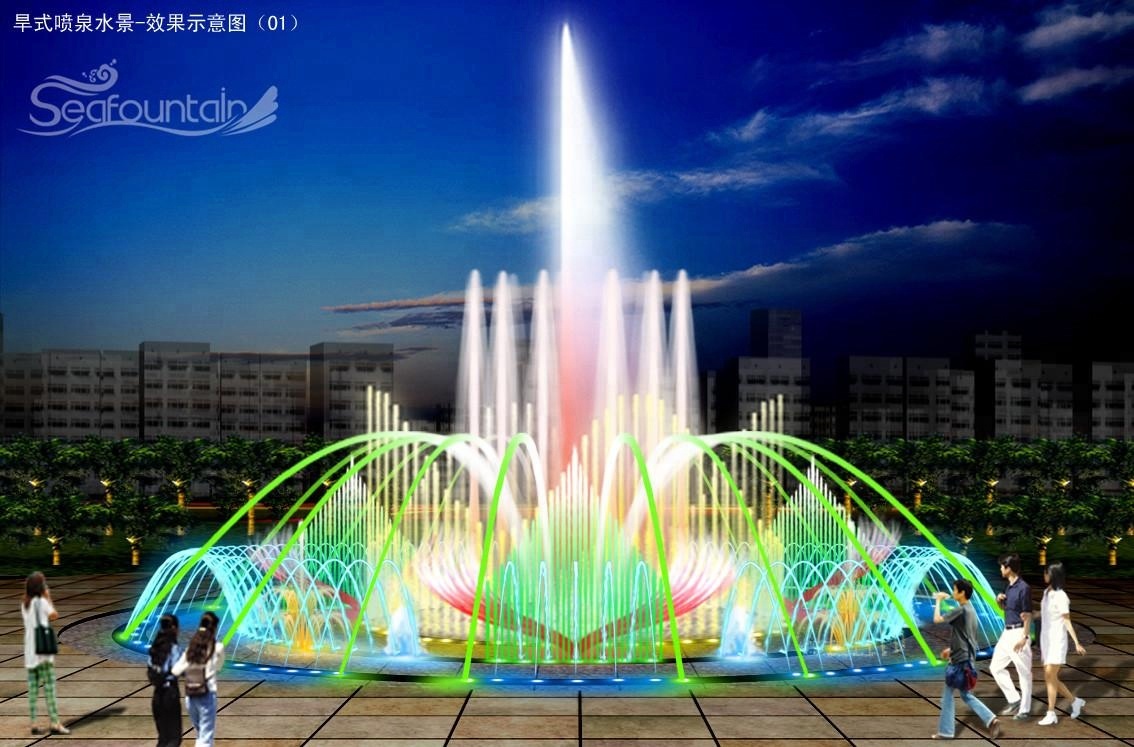 large elegant music Chinese water fountain