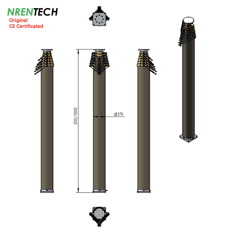 15m heavy duty pneumatic telescopic mast for mobile antenna tower 300kg payloads- lockable mast