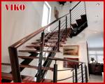 Steel Cable Stair VK97SC Carbon Powder-coate Wooden Handrail Treed Beech