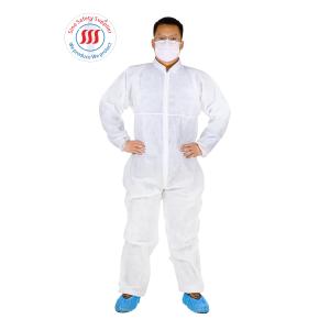 Quality Laboratory Disposable PP Non Woven Coverall With Collar For Cleaning Room wholesale