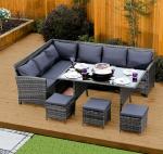 Corner Outdoor Rattan Sofa Dining Sets High-End Quality Garden Dining Table