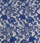 Stretchy Polyester Floral Navy Blue Lace Fabric Trimming Custom Printed