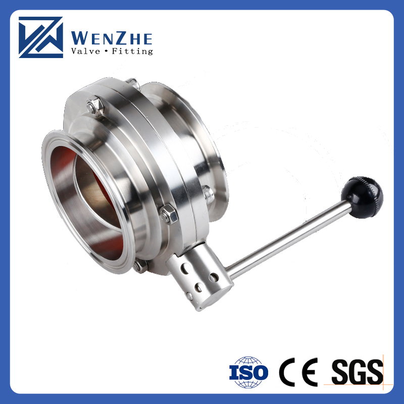1"-6" Port Size Stainless Steel Tri Clamp Ferrule Butterfly Valve for Sanitary Needs