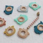 Multifunctional Silicone Baby Teether With Attachable Teething Wooden Ring