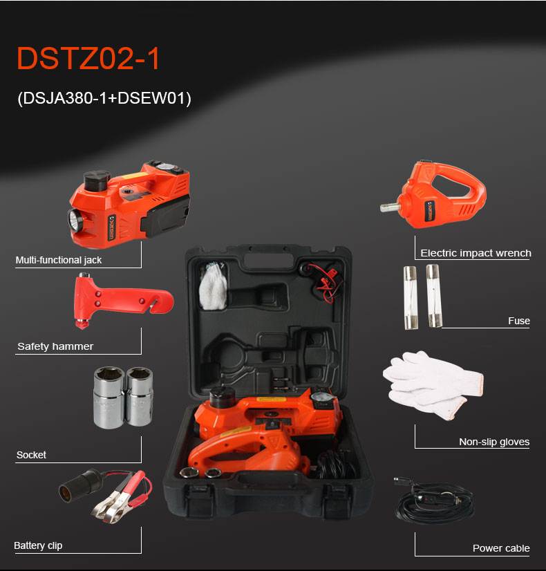 12V DC 3T Electric Hydraulic Floor Jack And Tire Inflator Pump And Flashlight