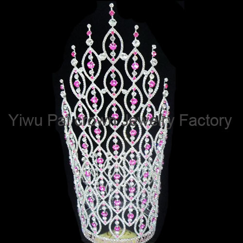 30 inch tall with 6 inch diameter not fully round pageant crowns and tiaras custom 50 inch rhinestone crowns wholesale