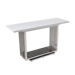 White Marble And Chrome SS Console Table For Living Room Furniture