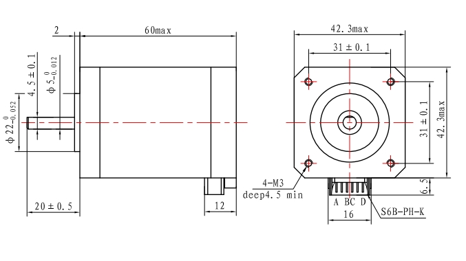 600mN.M 1.5A Hybrid Stepper Motor NEMA 17 0.9 Degree For Automation Equipment