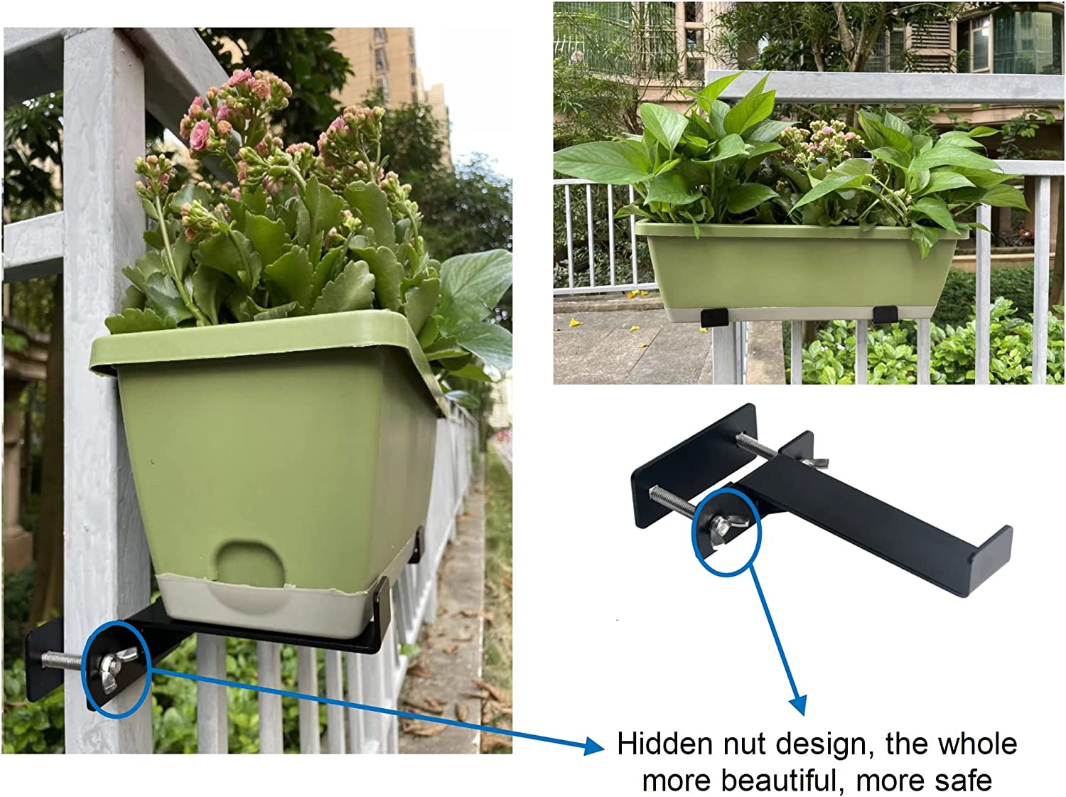 Outdoor Hanging Brackets for 6 Inch Planter Boxes Heavy Duty Iron Black Mounting Bracket