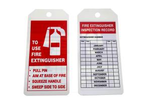 Quality H14.605 Pvc Cardstock Fire Extinguisher Tags Plastic Hang Tag wholesale
