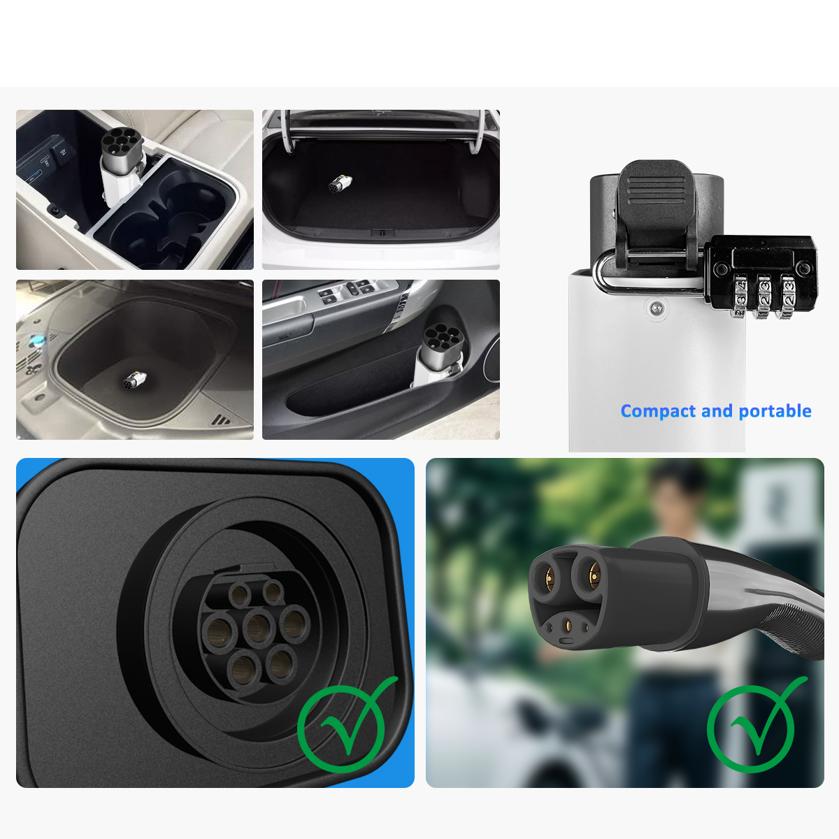 GBT Electric Portable Charging Station 220v Car side Plug 7KW 32A Tesla to GBT EV Charger Converter Single Phase Adapter