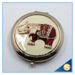 Shinny Gifts Elephant Design Handmade Round Compact Mirror Portable Small Mirror