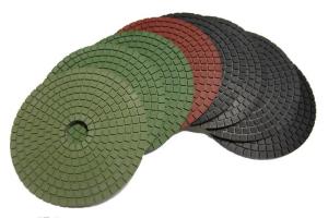 Quality Round Shape Diamond Polishing Pads 4500 RPM Neon Green 5 Inch Hook And Loop Backing wholesale