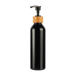 Black Round Shoulder Cosmetic Lotion Bottle Bamboo PET Bottle 180ml 200ml 250ml