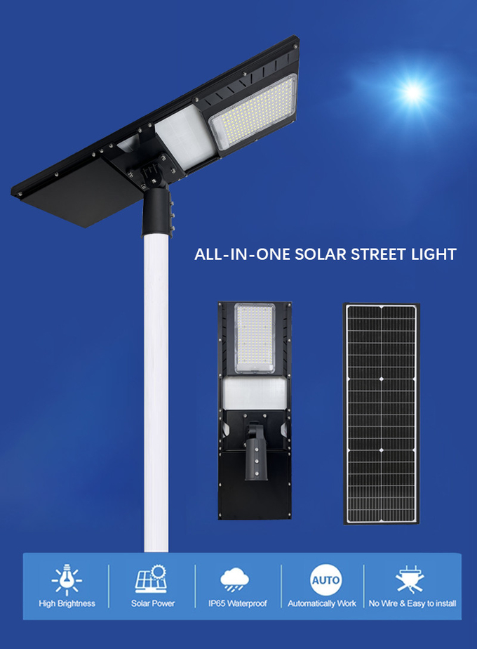 100w 120w 150w Aluminumall In One Led Solar Street Light Self Cleaning