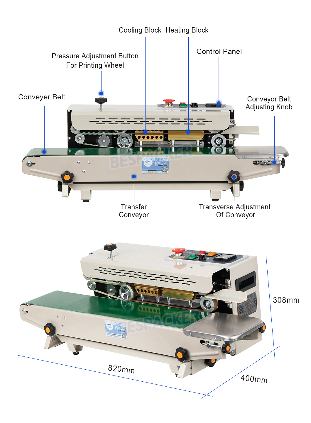 Continuous Band Automatic Sealing Machine 110V/220V Horizontal