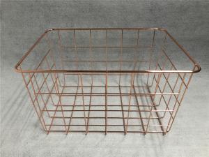 Quality popular newest rose gold wire mesh metal storage basket wholesale