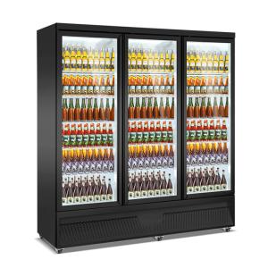 Quality Supermarket 3 Doors Refrigerator Showcase 2~8℃ Upright Glass Door Fridge wholesale
