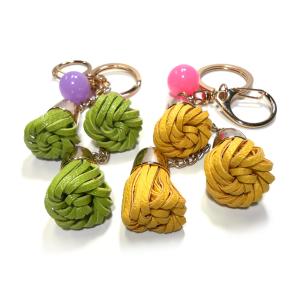 Quality Personalised Yellow 3.5cm Leather Flower Keyring For Car Keys wholesale