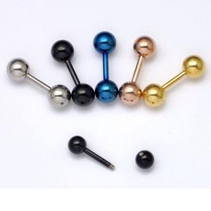 Quality Retro 3 4 5 mm Men's Stainless Steel Ball Barbell Ear Piercing Studs Earrings Black Golden Sale Fashion wholesale