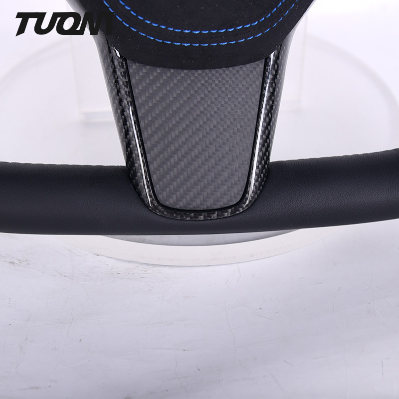 Matte Carbon Fiber Smooth Leather Steering Wheel Tesla Model 3 Y X S