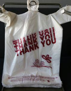 Quality T Shirts Carry-out Thank You Bags 11.5&quot; X 6.25&quot; X 21&quot; , Black colour , HDPE material wholesale