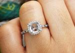 Cushion Cut semi mount ring settings , 0.46ct 18K White Gold Promise Ring OEM