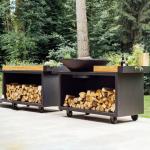 Portable Powder Coating Black Corten Steel BBQ Grill Outdoor Fire Pit Bbq