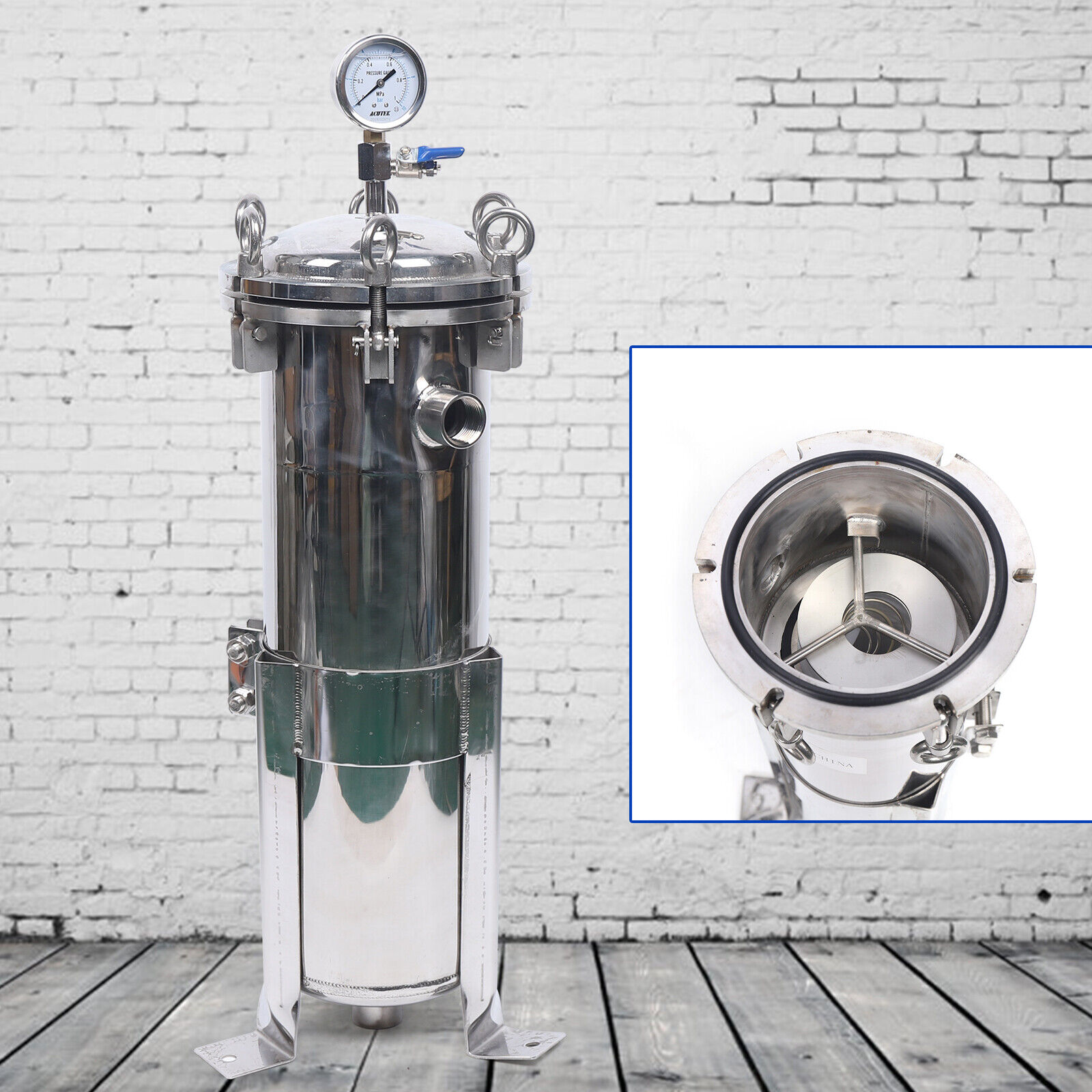 62KG 304 Stainless Steel Bag Filter Housing for Restaurant Solid-Liquid Separation 120PSI