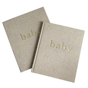 Quality Recordable Hard Cover Baby Memory Books Fabric Cloth 11x8.5inch Landscape wholesale