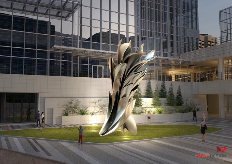 Commercial Square Metal Sculpture Polishing Mirror Design with Custom Print Method