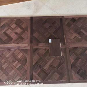 Quality Stained American Walnut Versailles Parquet Engineered Flooring, 600x600x15MM, 4MM walnut lamellas, smooth, UV lac wholesale