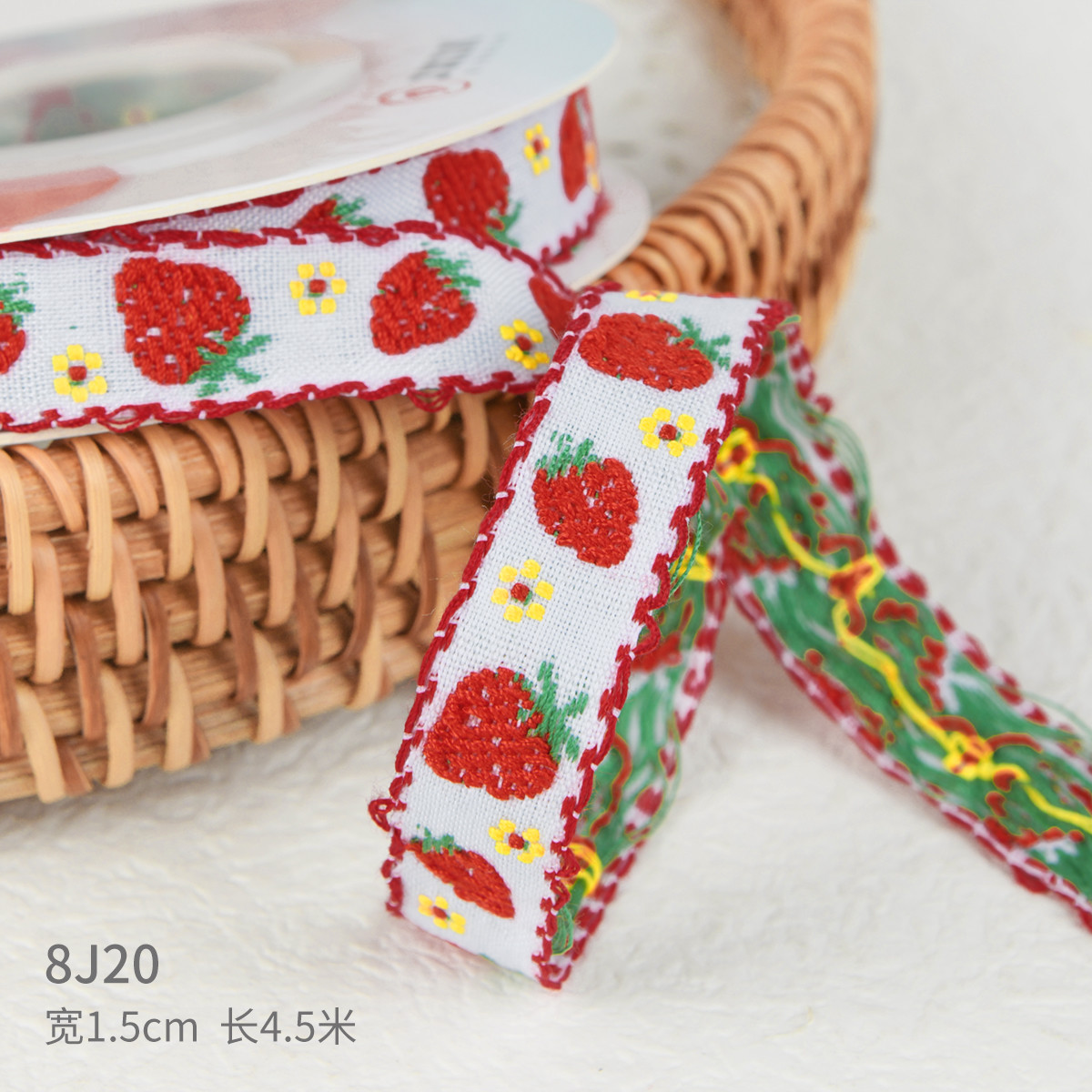 15mm*50y Pastoral Floral Cotton Ribbon Baking Cake Ribbon Bow DIY Material Decoration Ribbon Flower Bouquet Packaging