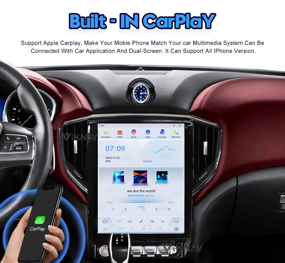 12.1 Inch 8 Core Stereo For 2013-2019 Maserati Ghibli GPS Navigation Multimedia Player LCD screen Wireless Carplay BT 4G