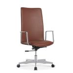 Polished Finish Classic Executive Chair Brown Leather Aluminium Armrest SGS