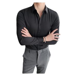 Quality Viscose/Polyester/Spandex Formal Shirt for Men Professional Slim Fit Solid Color Shirt wholesale