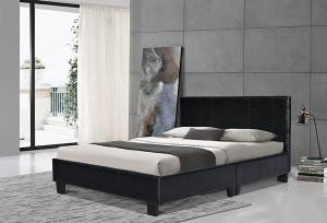 Quality 8 Inch Lisbon Double Bed Black Faux Leather Frame Medium White Upholstery wholesale
