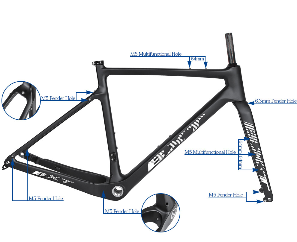 Mechanical Carbon Gravel Bike Frame Road Racing Bicycle Toray Carbon Fiber Bike Frame 700C