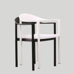 Lounge Outdoor Leisure Chair With Armrest PP Plastic White Black Stacking