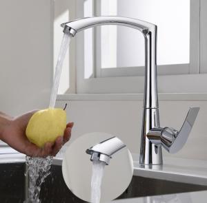 Quality High Arc Brass Kitchen Mixer Tap Stainless Steel Kitchen Tap Chrome Finish wholesale