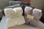 Washable Candy Color Flannel Bed Blanket , Jacquard Coral Fleece Blanket 220